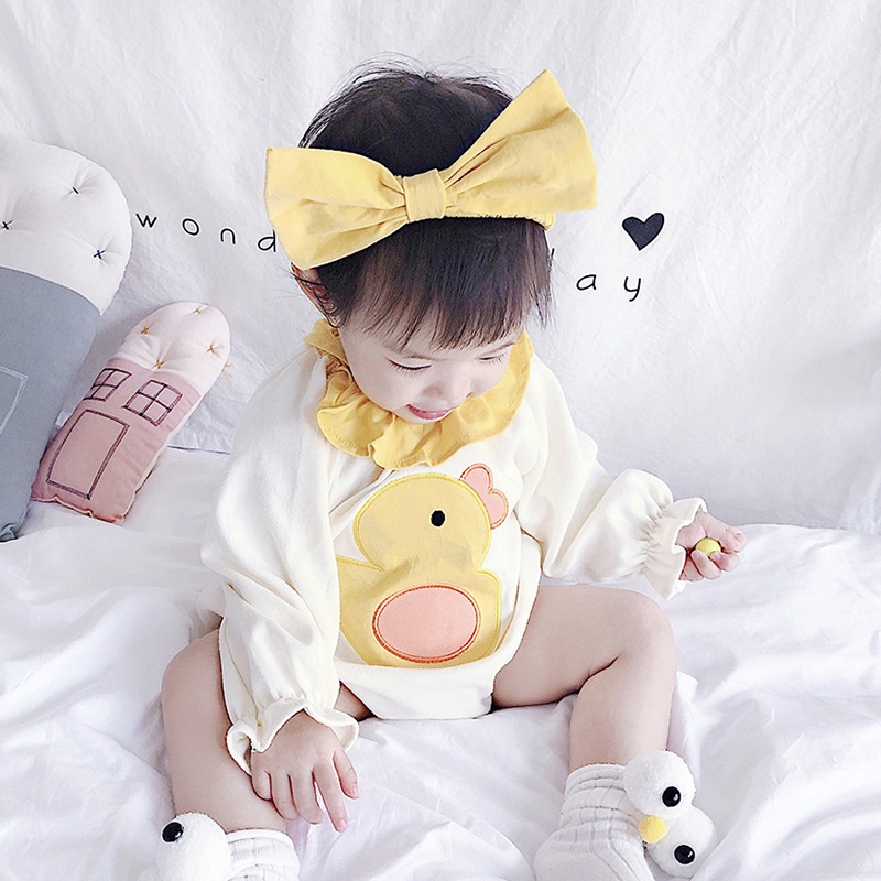 Bộ Áo Liền Quần Phối Ren In Hoạt Hình Dễ Thương Cho Bé