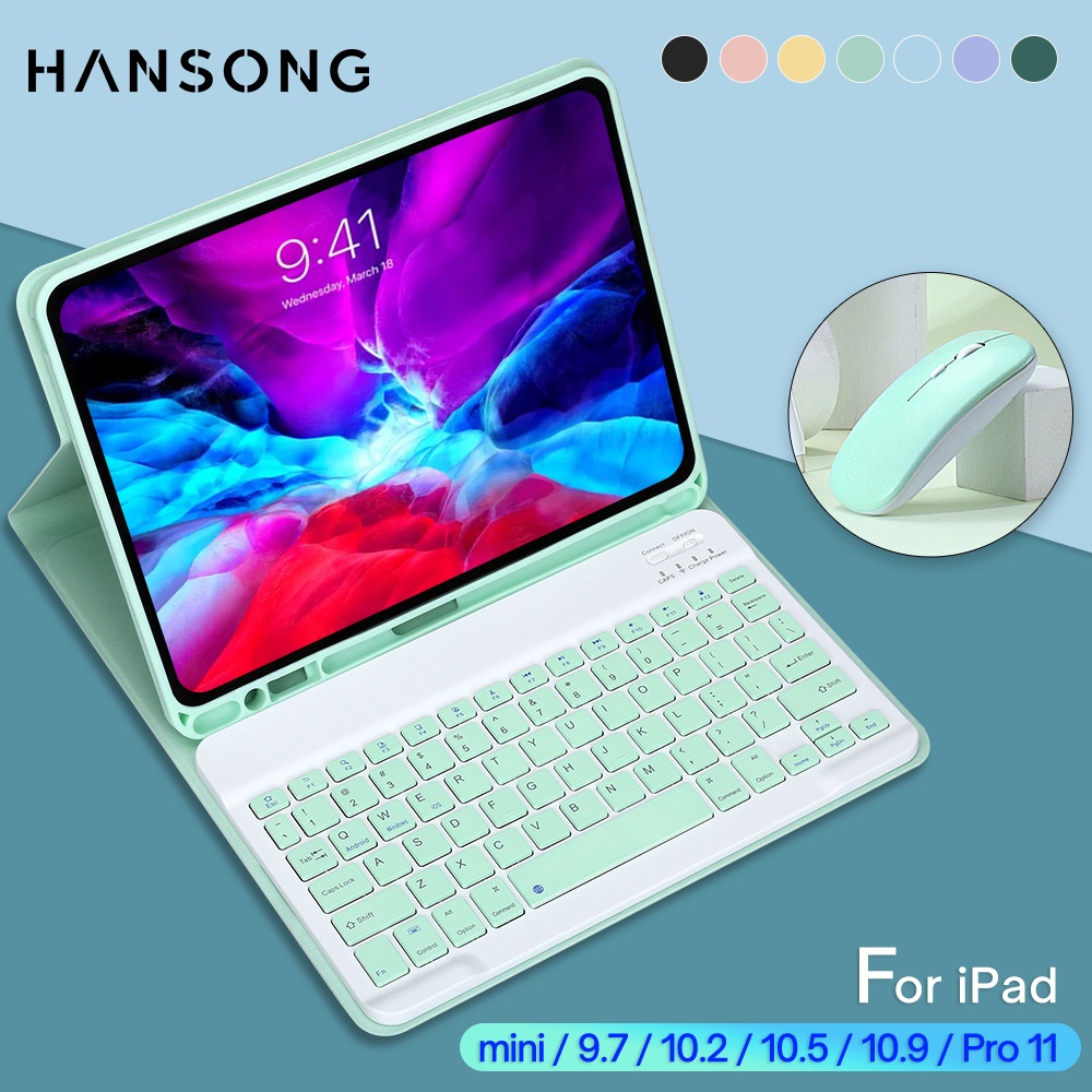 Vỏ bàn phím từ tính iPad có chuột Đối với iPad 9.7 10.2 10.5 5th 6th 7th Gen 8th 9th 10th Thế hệ Air1 2 3 4 5 Pro 10.5 11 2020 2021 mini 1 2 3 4 5 6 Vỏ có giá đỡ bút chì