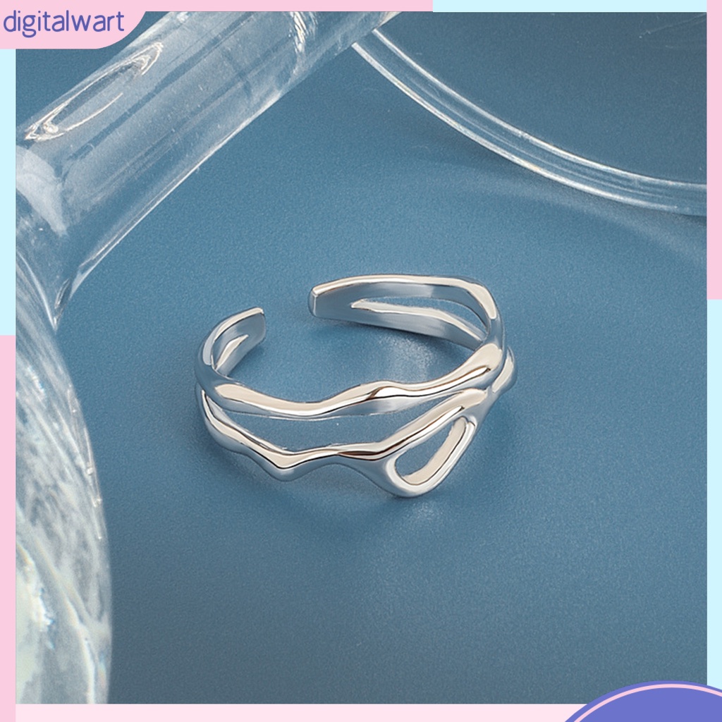 Nhẫn Hở Hai Đường Kẻ Hình Học Sáng Bóng Có Thể Điều Chỉnh Thời Trang Dự Tiệc Cho Nữ