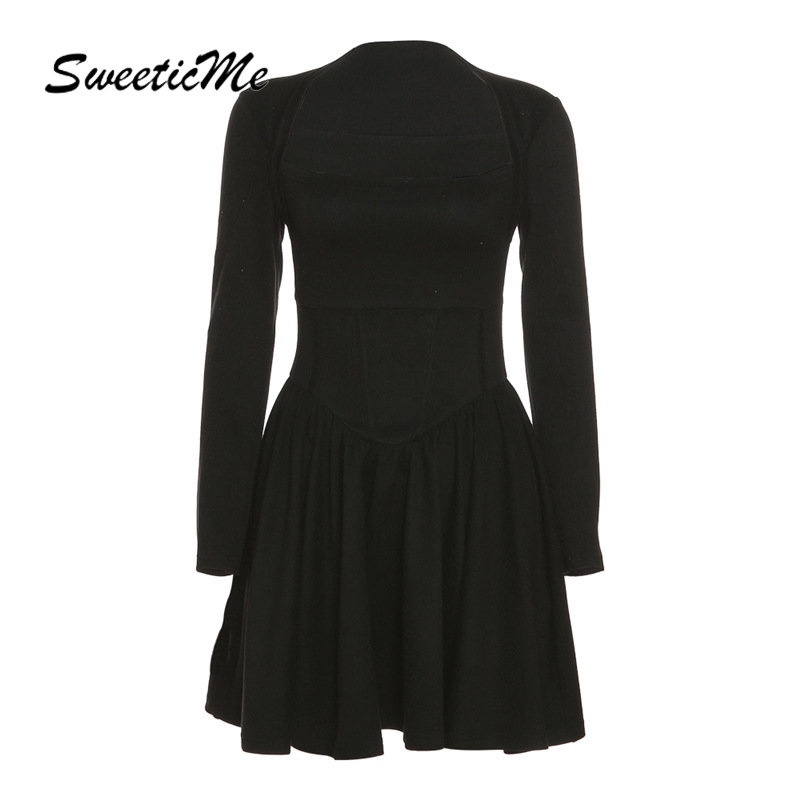 Đầm Tay Dài Dáng Ôm Màu Trơn Thời Trang Mới 2023 Dành Cho Bạn Nữ