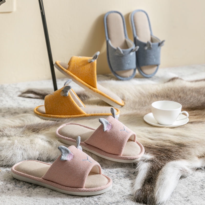 Dép Cotton Lanh Đi Trong Nhà Đế Dày Chống Trượt Thời Trang Thu Đông Cho Cặp Đôi