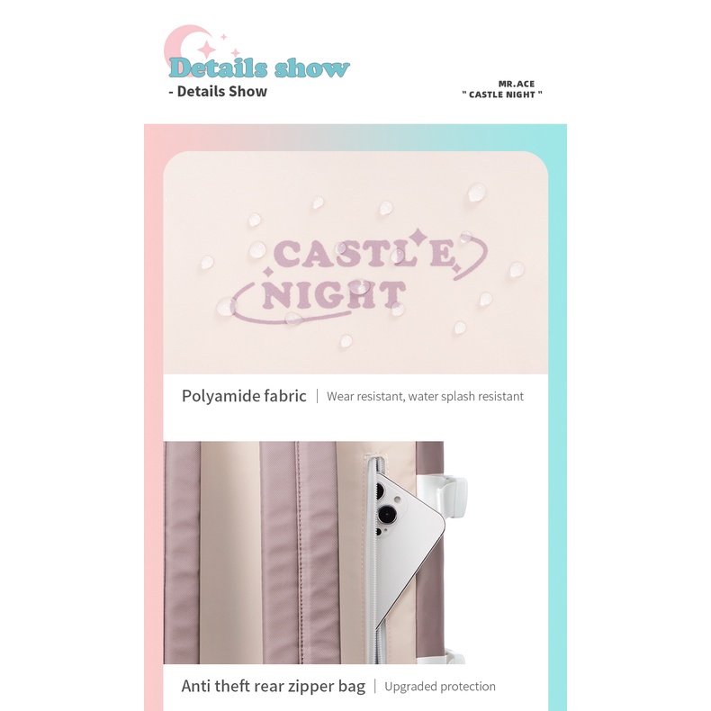 Mr. ace Homme Ba Lô Nắp Lật Sức Chứa Lớn Cảm Giác Cao Hình Ngôi Sao Mặt Trăng Lâu Đài Chính Hãng Cho Nữ