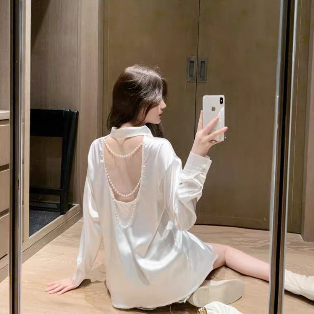Áo sơmi hở lưng dây ngọc - Hàng Quảng Châu