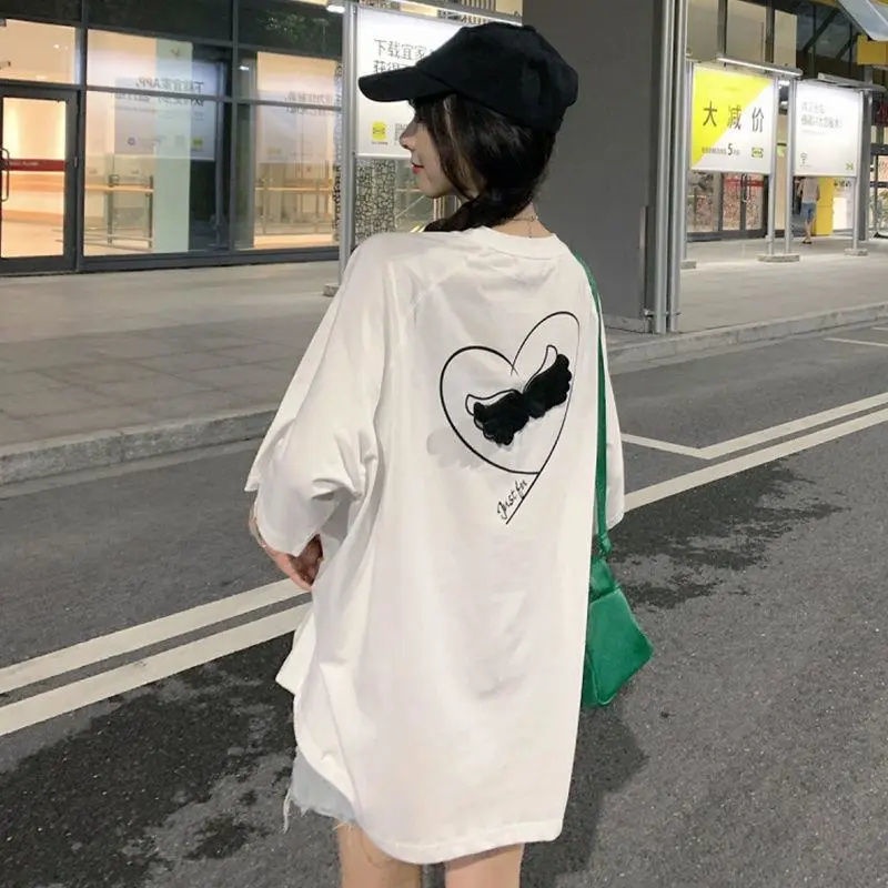 Jiashucheng Áo Thun Nữ Ngắn Tay Phong Cách Đường Phố Mỹ Mới