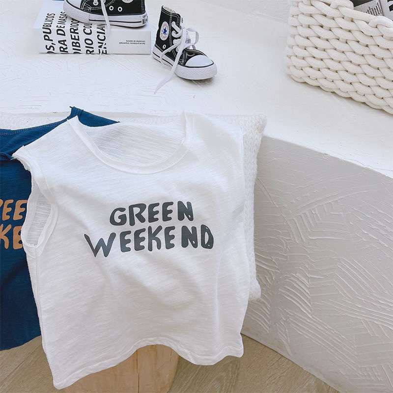 Áo ba lỗ bé trai, áo sát nách mùa hè thoáng mát Green week cho bé trai bé gái - HADU KIDS 7 - 28 kg