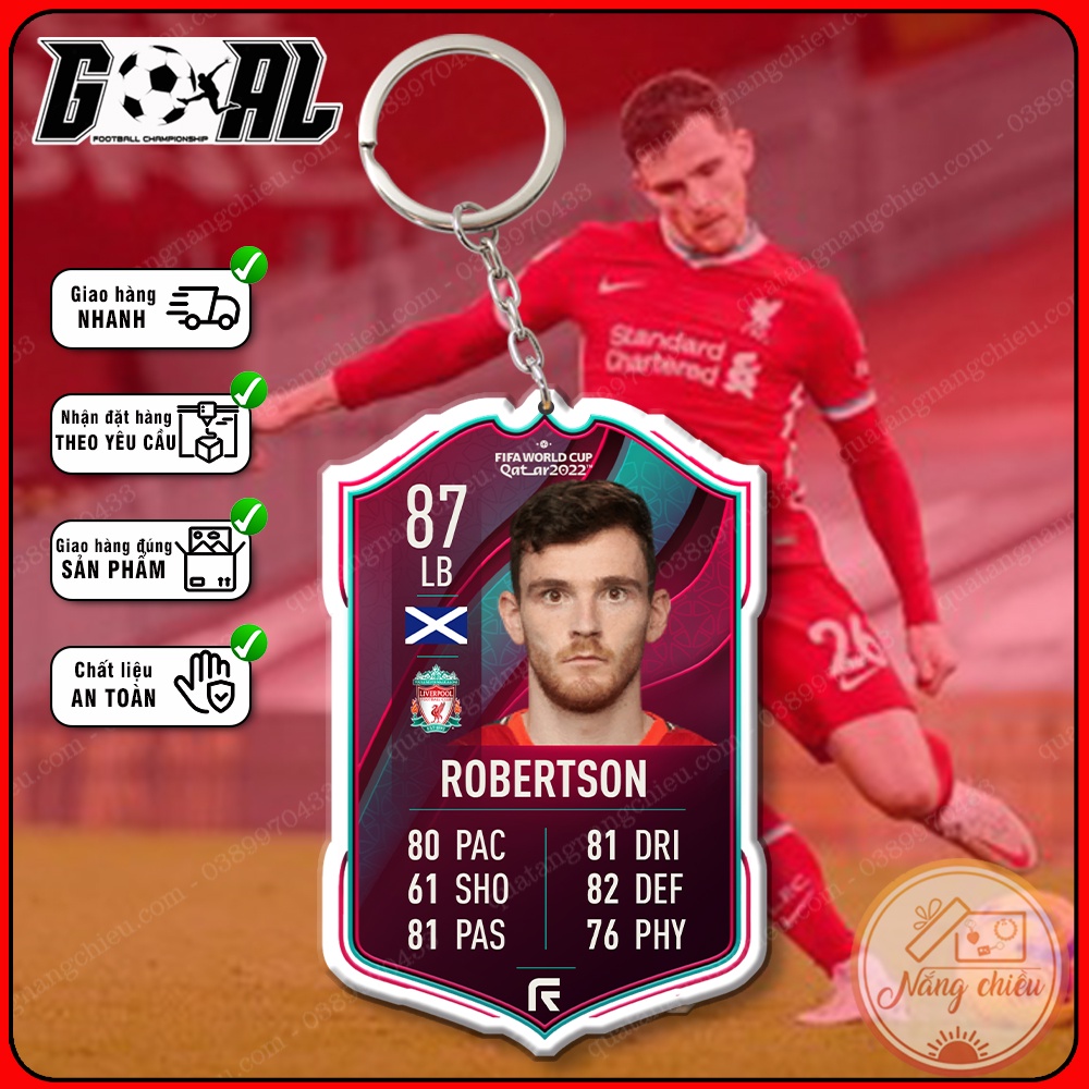 Móc khóa in hình hậu vệ Andrew Robertson - Phụ kiện treo balo bóng đá gaming[8049-8060]