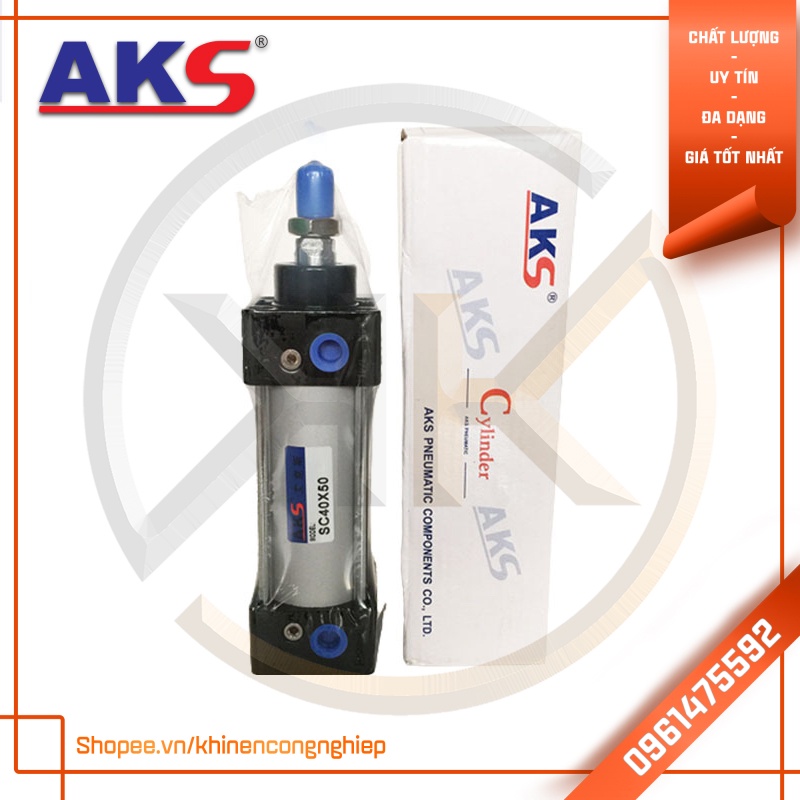Xi Lanh Khí Nén Đế Vuông AKS SC40 x 25,50,75,100,125,150,175,200,250,300,350,400,500,600