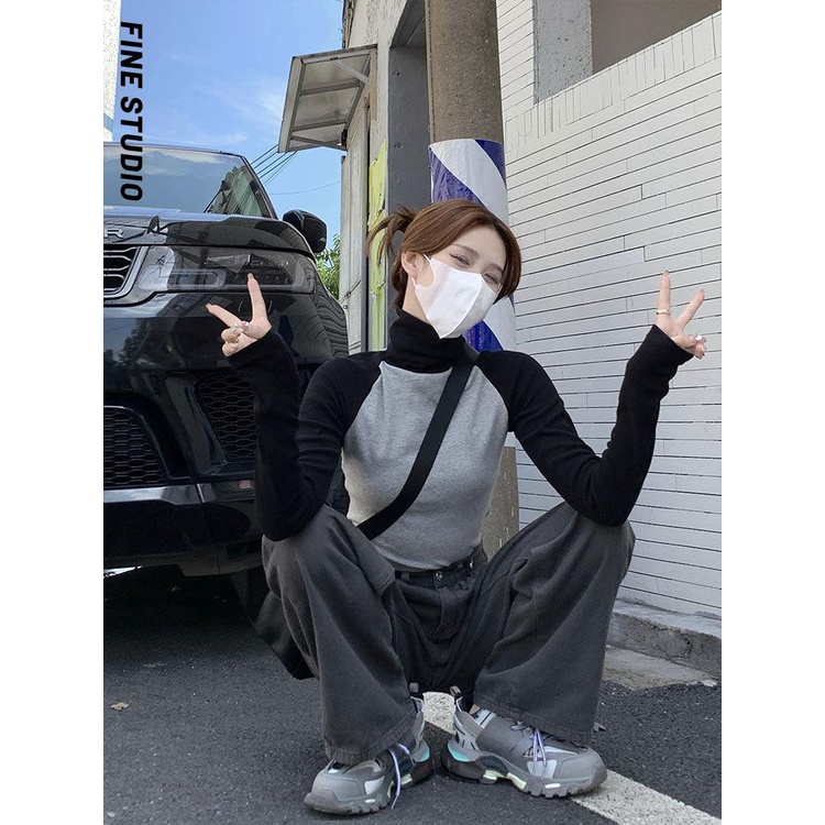 Áo Thun Tay Dài Cổ Lọ Phong Cách Thời Trang Thu Đông Mỹ Hàng Mới Dành Cho Nữ