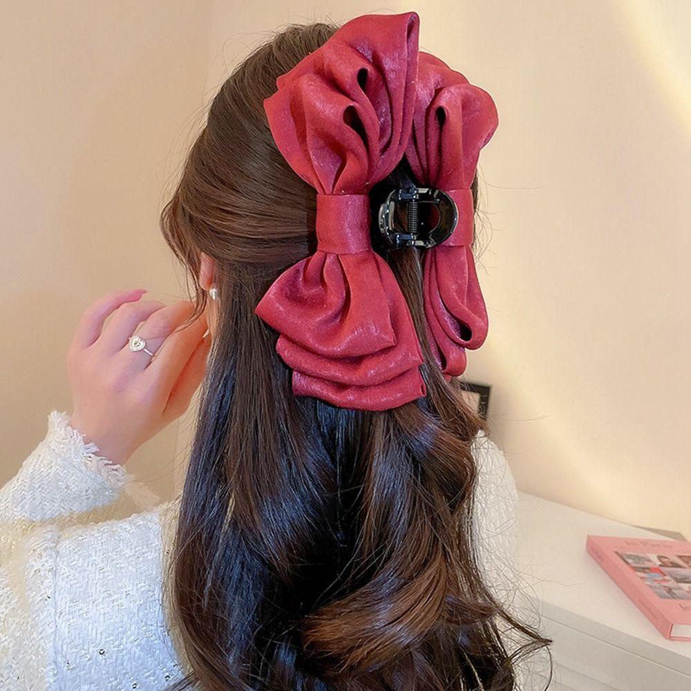 Kẹp Tóc Hình Nơ / Cá Mập Họa Tiết Hình Học Sáng Tạo Cho Nữ