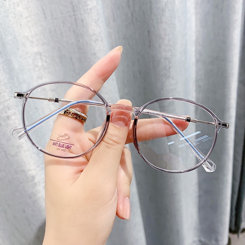 Mắt Kính TR90 Gọng Tròn Chống Ánh Sáng Xanh Phong Cách Hàn Quốc Cho Nam Nữ