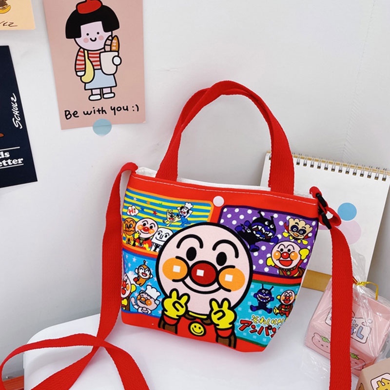 Túi đeo vai IQ ANGELbằng vải canvas trọng lượng nhẹ in họa tiết hoạt hình dễ thương thời trang cho bé trai bé gái