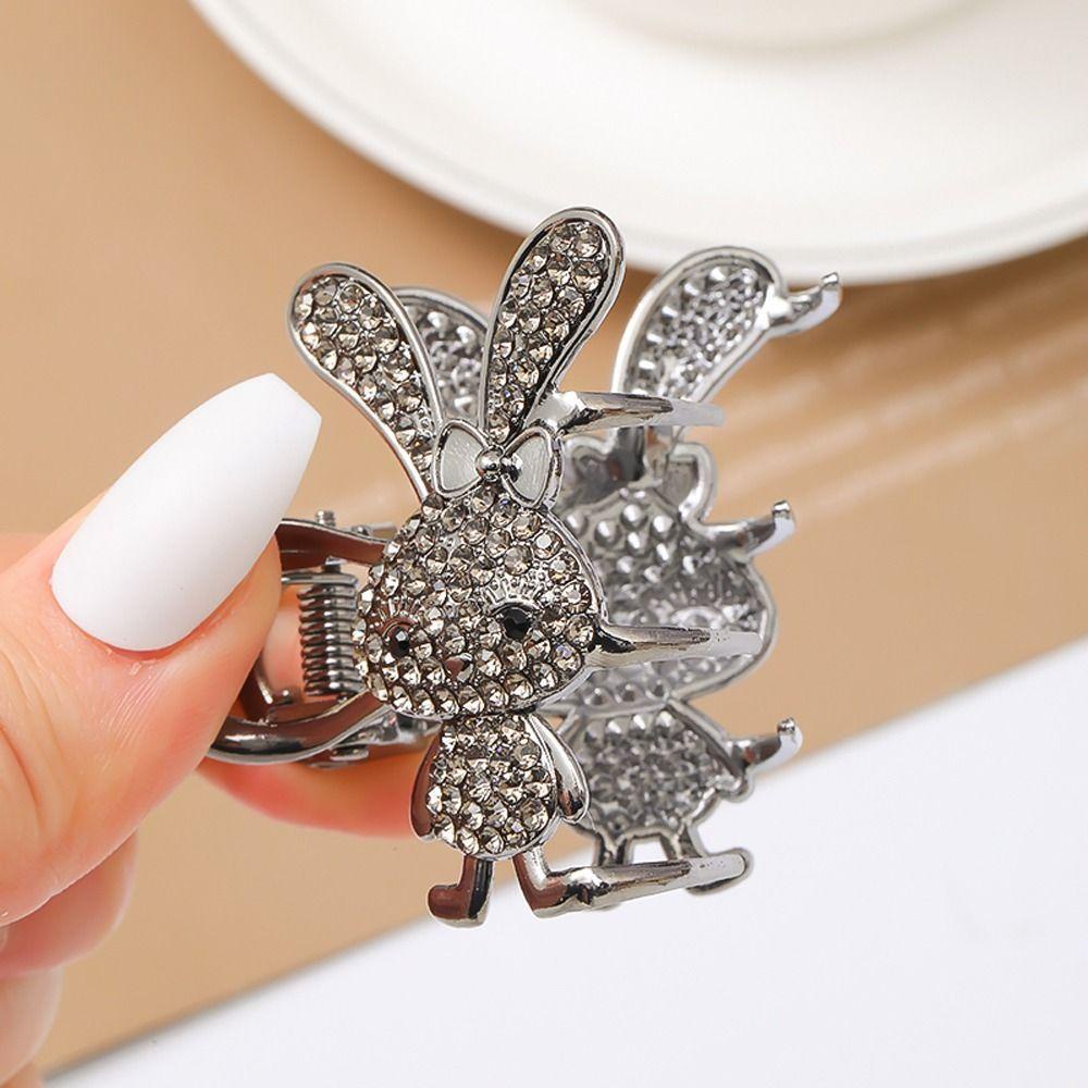 IVORY Kẹp Tóc Đuôi Ngựa Hình Cá Mập Đính Đá Phong Cách Vintage Hàn Quốc Ngọt Ngào Sáng Tạo