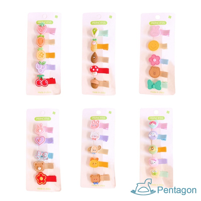 Set 5 Kẹp Tóc Hình Động Vật Hoạt Hình Dễ Thương Cho Bé Gái