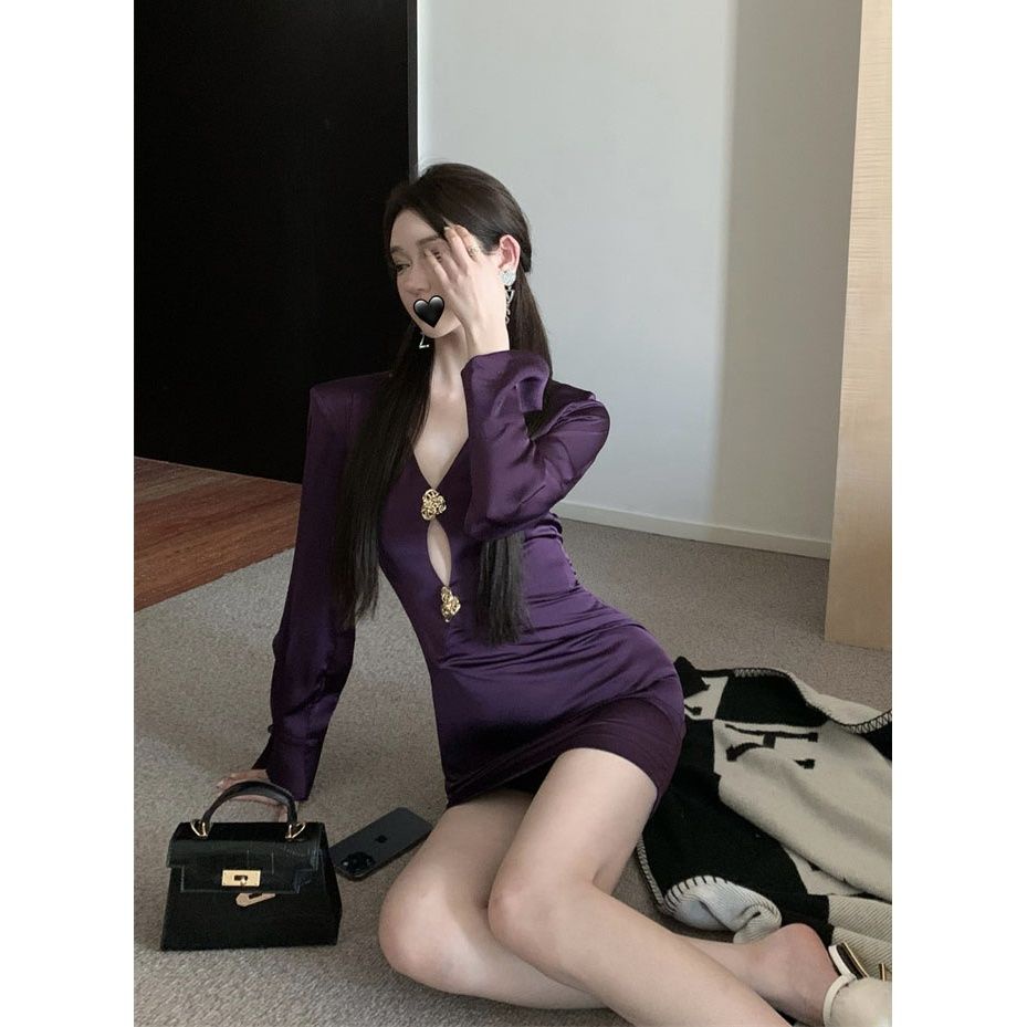 Trang Phục Dáng Ôm Màu Tím Khoét Lỗ Phong Cách Mới 2023 Thời Trang Cao Cấp Cho Nữ