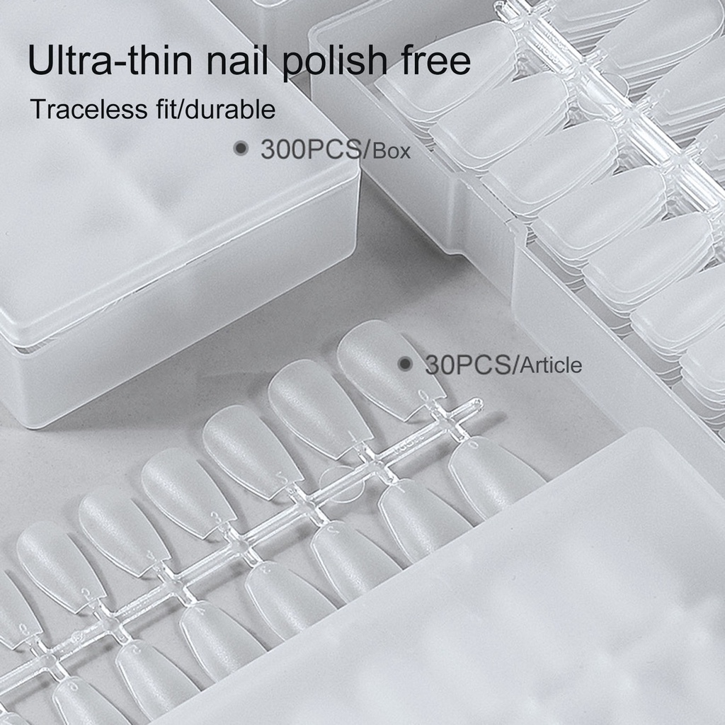 Bộ 300 Móng Tay Giả Ngắn 1mm Siêu Mỏng Không Để Lại Dấu Vết