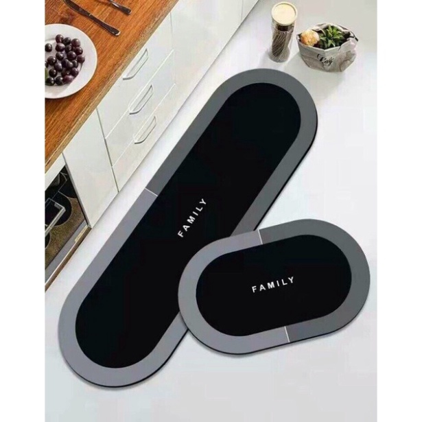 Bộ Thảm Trải Nhà Bếp Chất Liệu Cao Su Silicon Siêu Thấm Hút Nhập Khẩu Set Thảm Chùi Chân Silicon-Cao Su Non