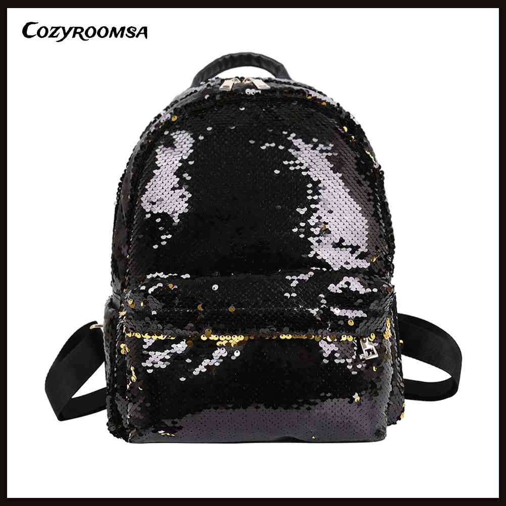 Ba Lô Học Sinh Đính Kim Sa Lấp Lánh (Màu Đen)