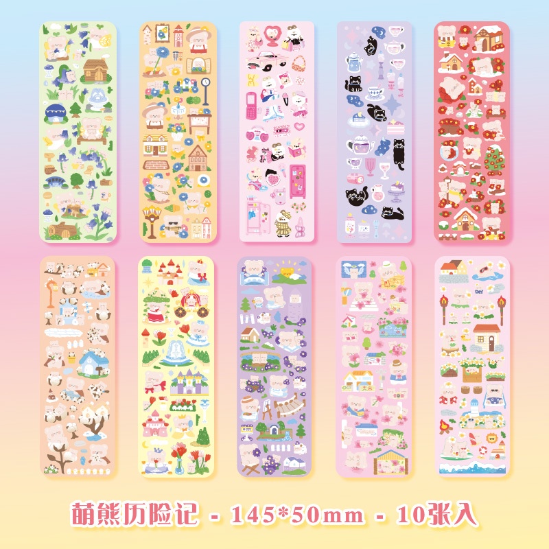 Set 10 Miếng Dán Trang Trí Sổ Tay DIY Hình Hoạt Hình Đáng Yêu