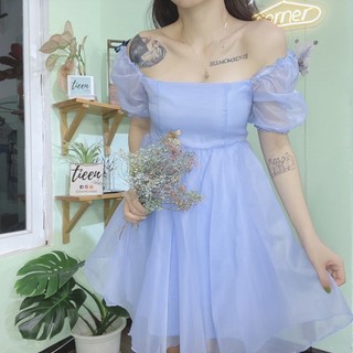 Đầm công chúa nàng thơ màu pastel tay phồng chất tơ voan bồng bềnh tieencorner 304