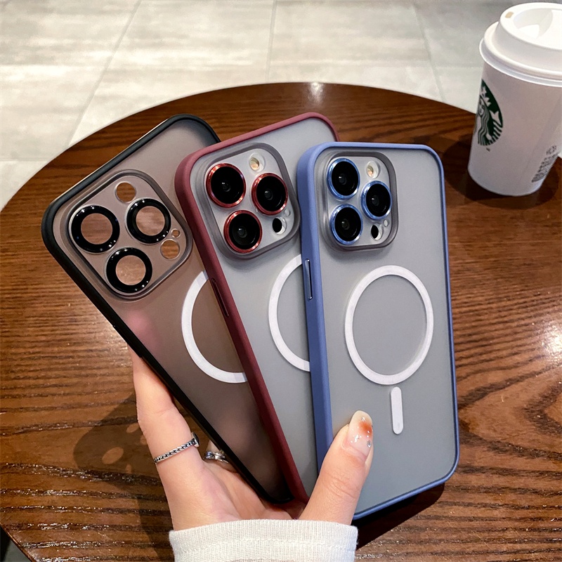 Ốp Điện Thoại Cứng Nhám Chống Sốc Chống Dấu Vân Tay Có Tấm Bảo Vệ lens Cho iPhone 11 12 13 14 Pro Max 14 Plus