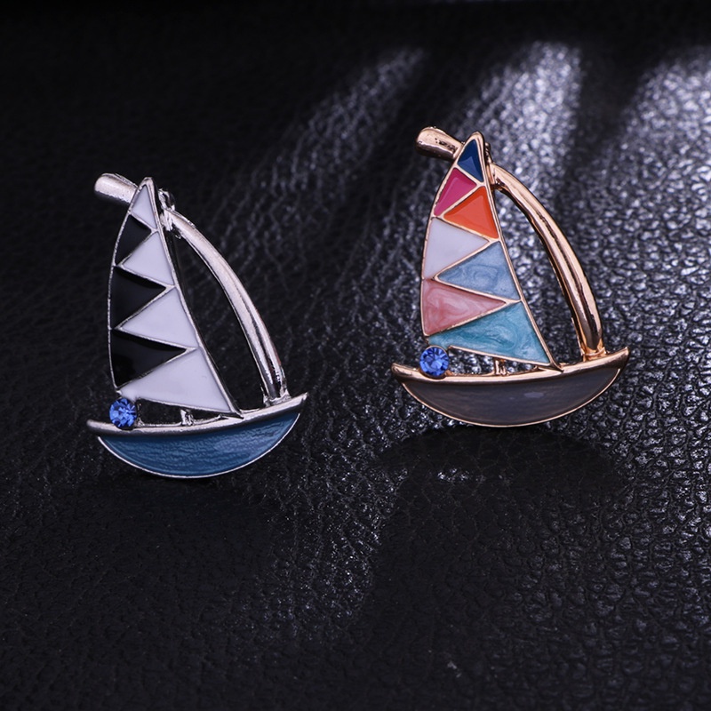 Ghim cài áo EFAN hình thuyền buồm tráng men đơn giản dành cho nam nữ