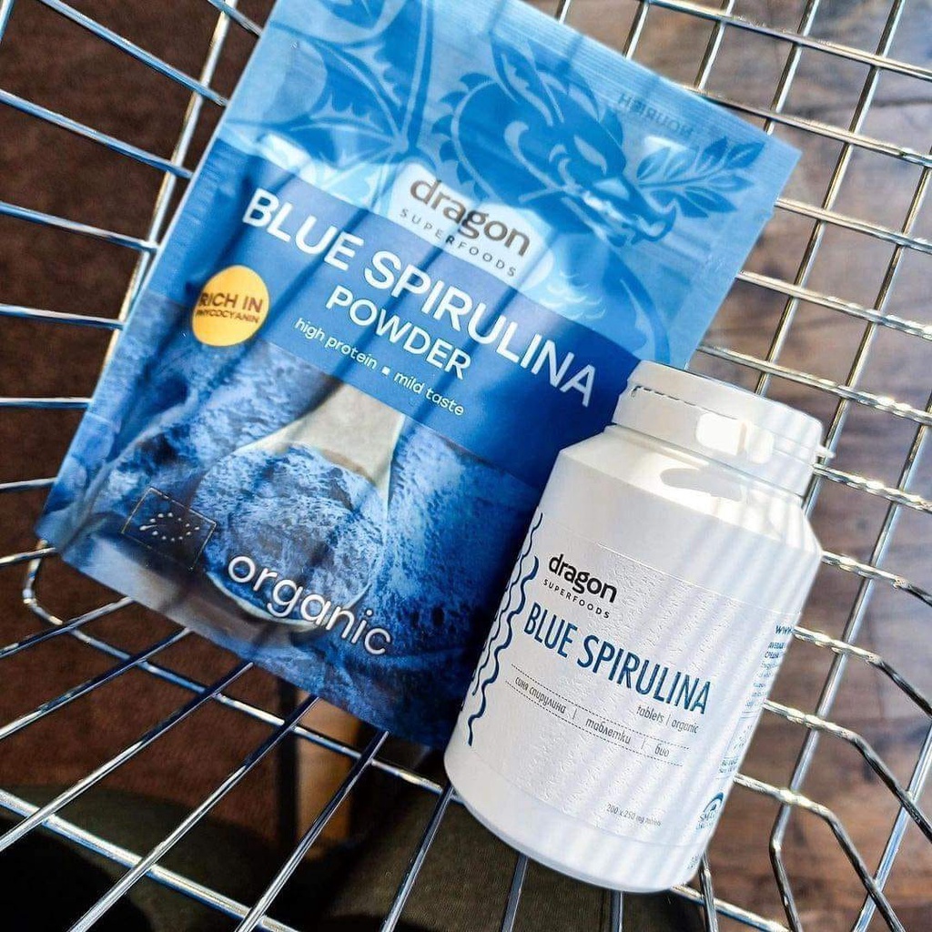 Tảo xoắn xanh hữu cơ Blue Spirulina Dragon Superfoods 200 viên