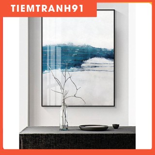 Tranh treo tường | Tranh trừu tượng Abstract watercolor blue and white background