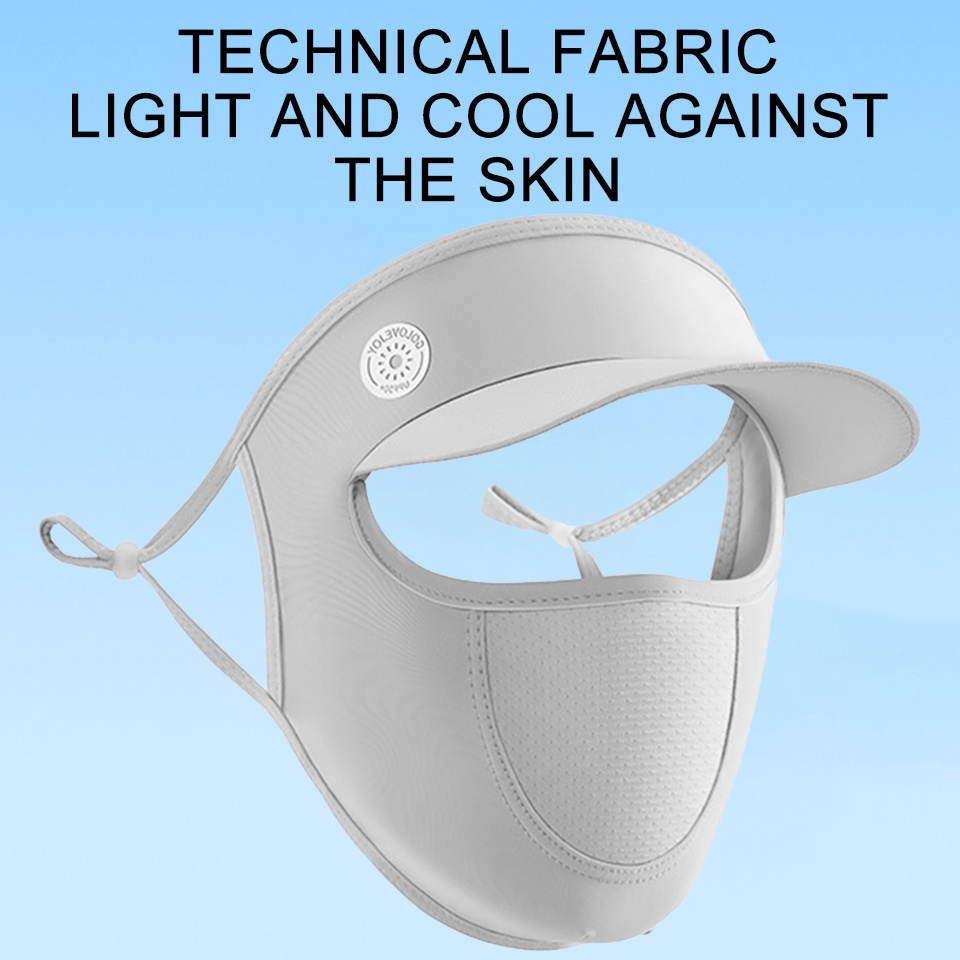 Mũ Trùm Đầu Kiêm Khẩu Trang Chống Nắng Bằng Lụa Lạnh Thoáng Khí Chống Tia UV Có Vành Che Mặt