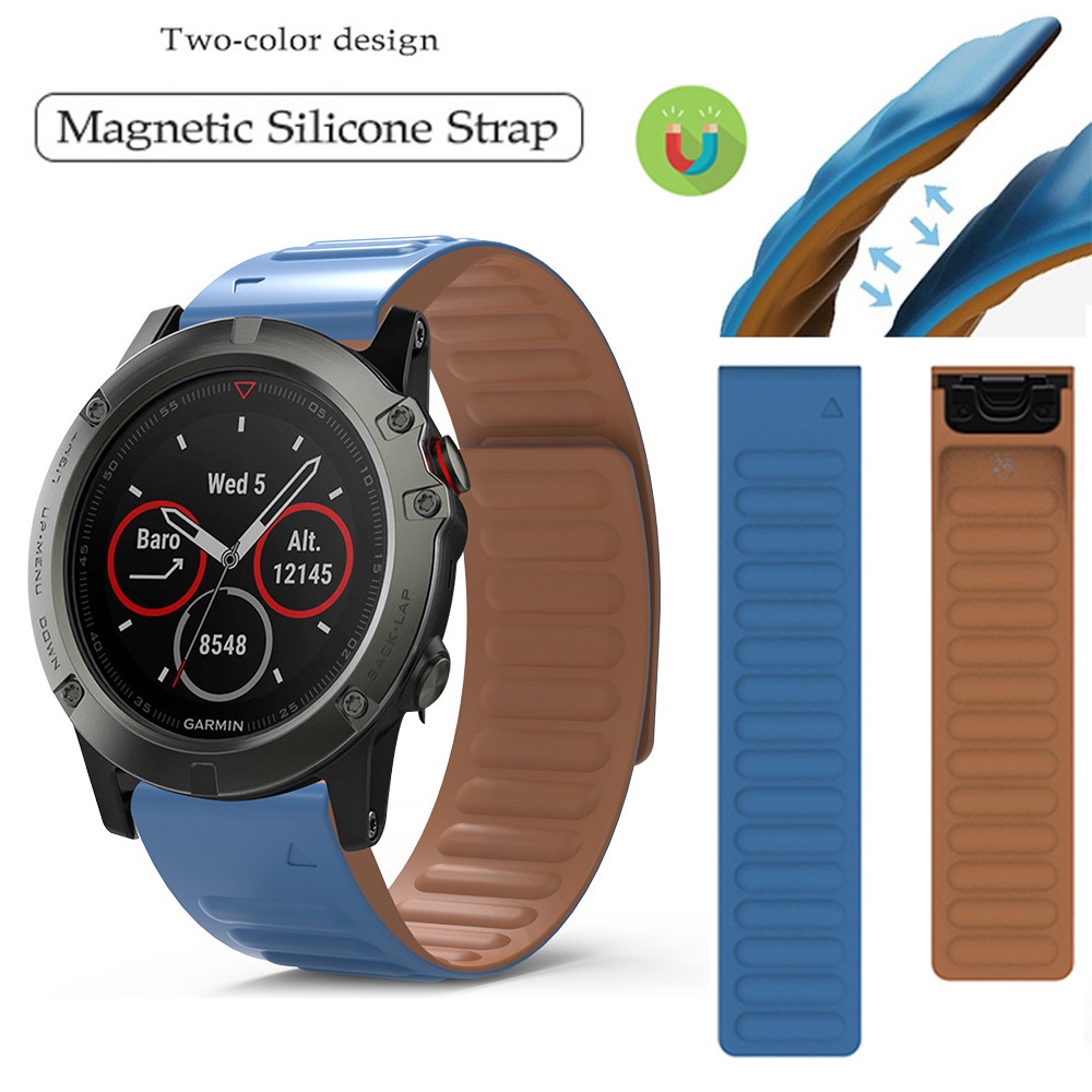 Dây Đeo Thay Thế Từ Tính Bằng Silicon Mềm 26mm 22mm Cho Garmin Fenix 2 3 3HR 5X 5 Plus 6X 6 7X 7 Pro Epix Gen2 Pro Forerunner 965 955 945 935