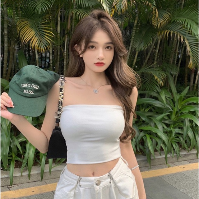 Áo ống nữ ôm body sexy chất thun cotton, quây ngang màu trơn có mút ngực mặc trong vest/sơmi