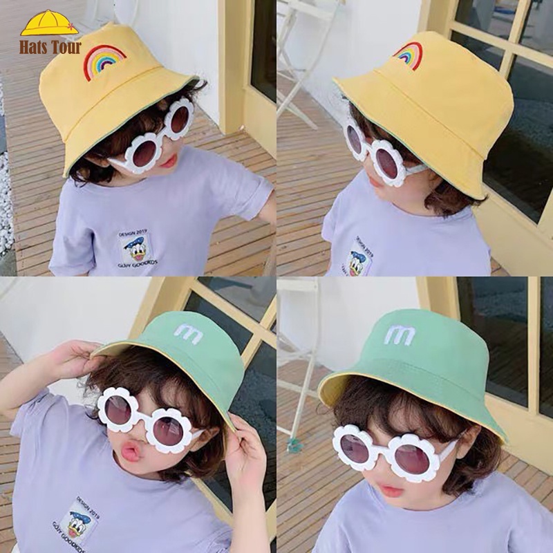 Mũ Tai Bèo Chống Nắng In Họa Tiết Cầu Vồng Đáng Yêu Dành Cho Trẻ Em