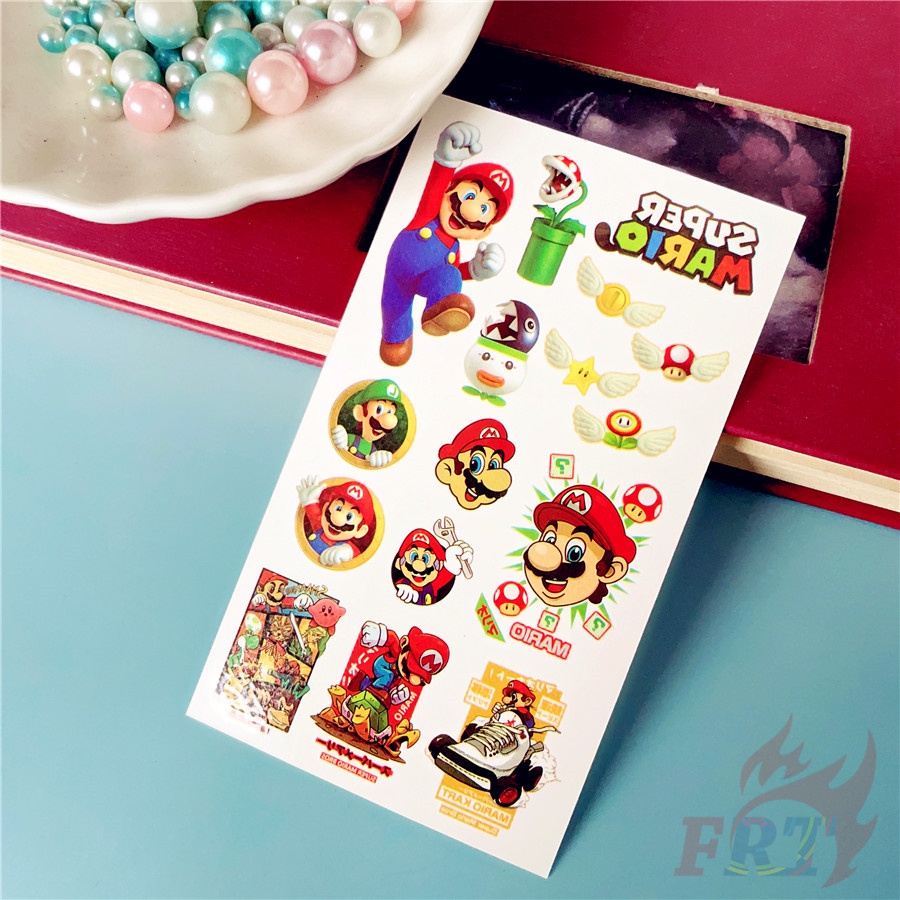 ❣️1 Tấm Hình Xăm Dán Tạm Thời Hình Super Mario❣️ Hình Xăm Dán Chống Thấm Nước Quyến Rũ