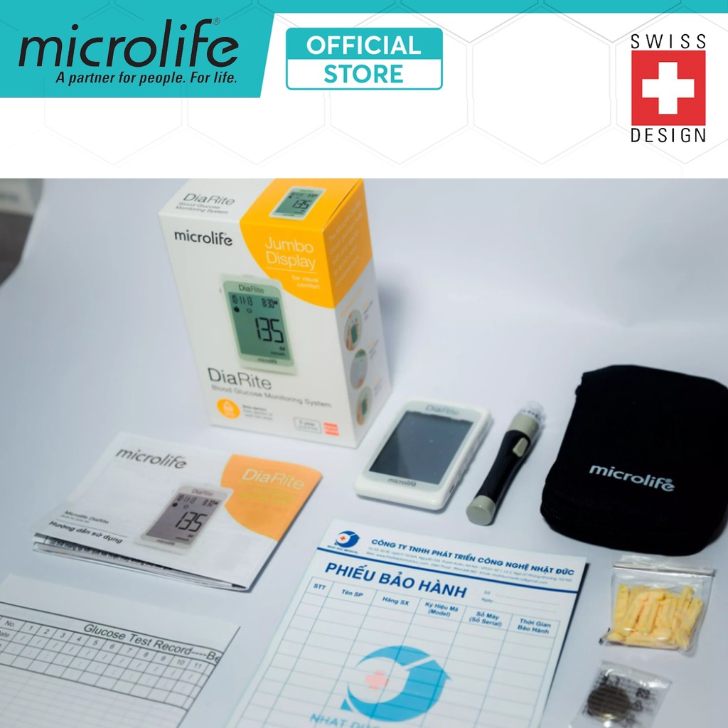 Máy Đo Đường Huyết Microlife Diarite BGM | Cho Kết Quả Chính Xác 5 Giây, Bảo Hành Chính Hãng 8 Năm