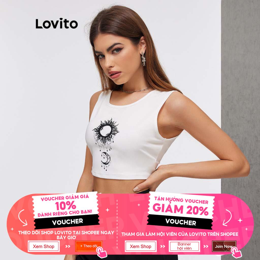 Áo thun Lovito L20D1088 in hình cơ bản (màu trắng)