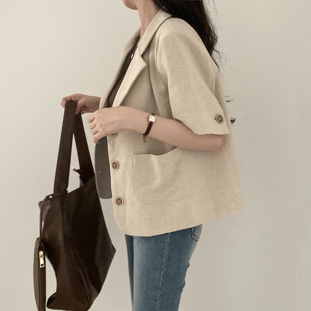 Áo Khoác Ngắn Tay Màu Sắc Đơn Giản Thời Trang