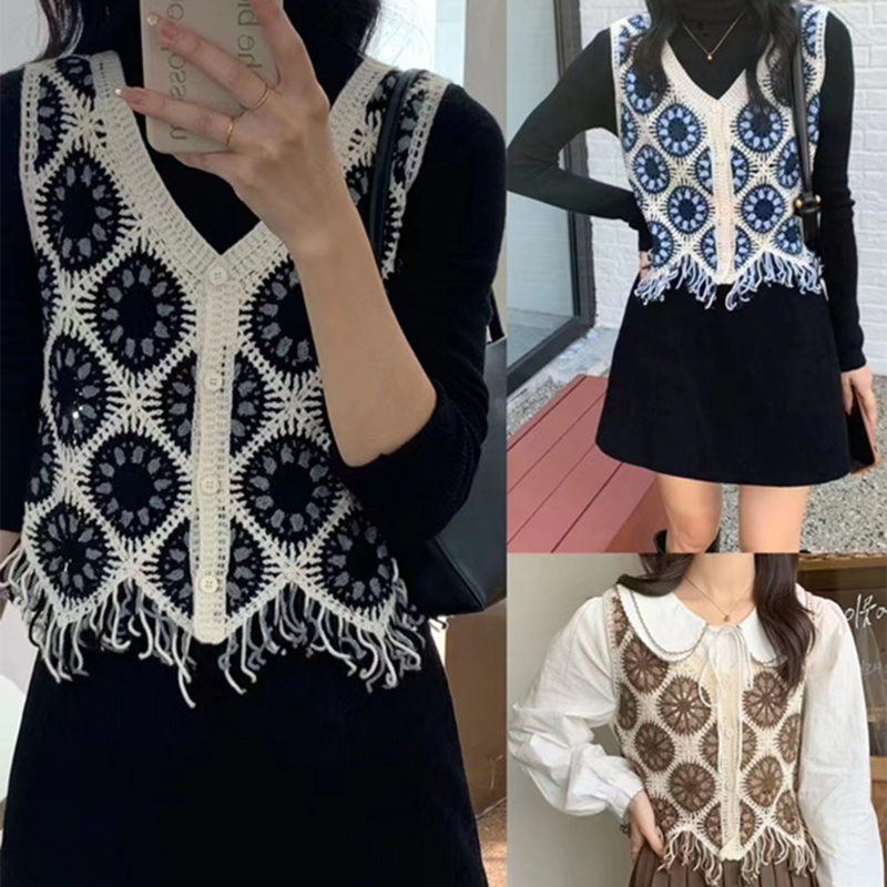 Áo Sweater Dệt Kim Sát Nách Thời Trang Vintage Đáng Yêu Cho Nữ