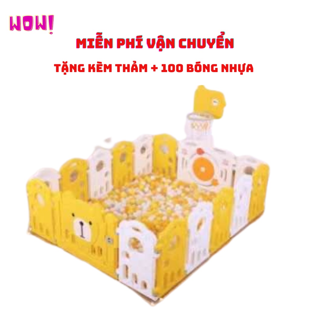 Quây cũi nhựa gấp gọn MẪU GẤU XỊNTẶNG 100 bóng 1 thảm, COMBO NÉM BÓNG RỔ