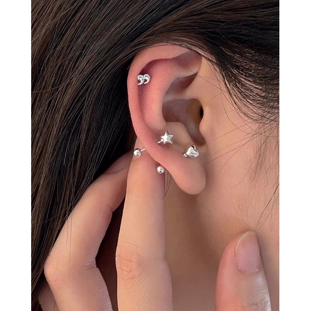 Bông tai sao, tim chốt bi, dấu phẩy 30% bạc