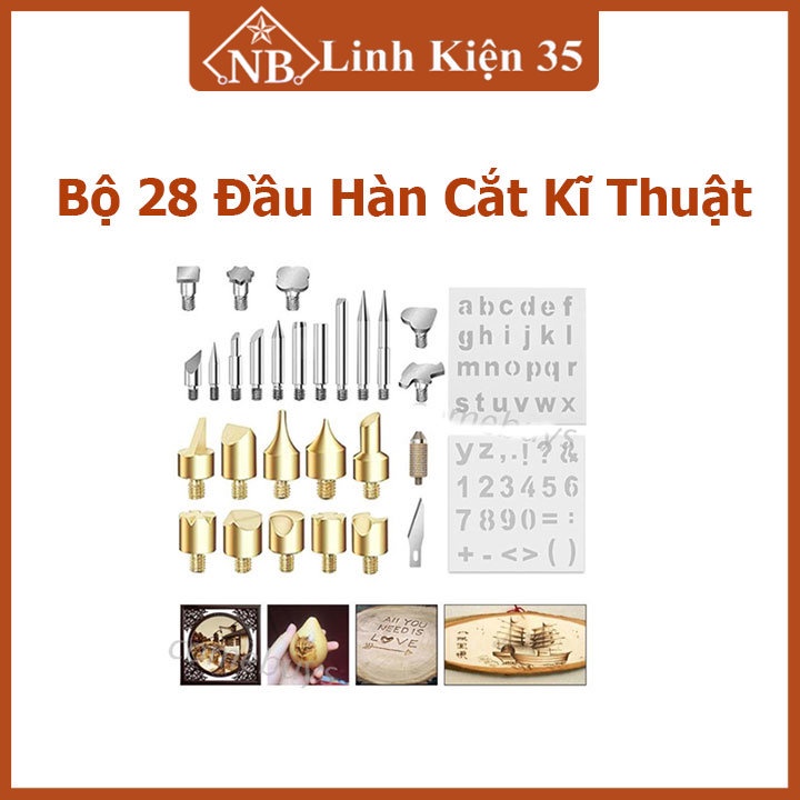 Bộ dụng cụ 28 chi tiết hàn cắt khắc nhiệt kĩ thuật, chạm khắn gỗ, kim