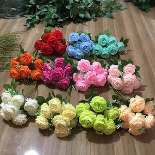 Cụm hoa trà mao lương 9 bông - cụm trà 9 bông vải lụa cao cấp - duy hương hoa lụa - hoa vải hoa giả