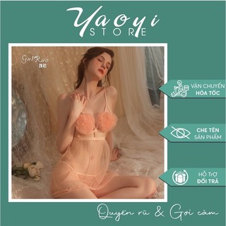 Váy ngủ voan xuyên thấu 2 dây sexy quyến rũ cao cấp v767