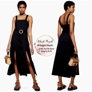 Topshop Anh - Đầm Midi Black Ribbed sz S