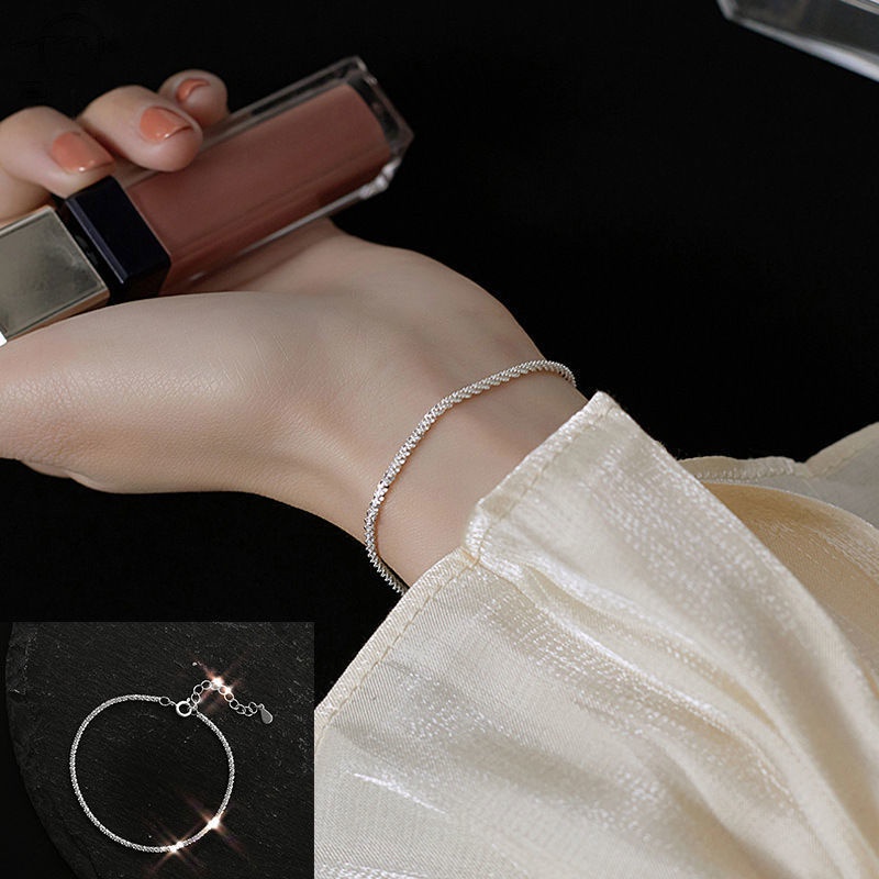 Vòng Đeo Tay Bạc Trơn Thiết Kế Đơn Giản Thời Trang ins niche Cho Nữ ruiyan HGF