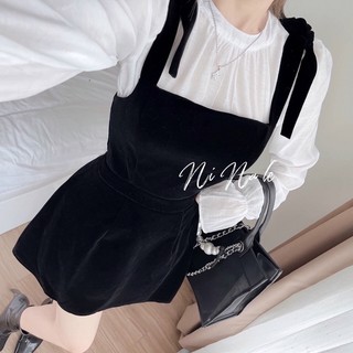 Sét Váy đen,Đầm tiểu thư dáng váy chữ A gồm áo kèm váy free size