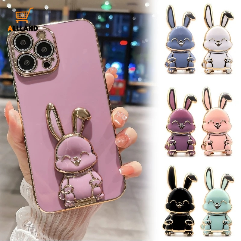 Giá Đỡ Điện Thoại Dạng Nhẫn Hình Thỏ Hoạt Hình 3D Dễ Thương