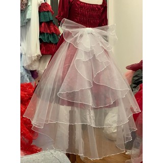 Voan nơ đuôi váy lolita xoè đẹp phù hợp váy hime, style váy cưới cô dâu, màu trắng/ đen