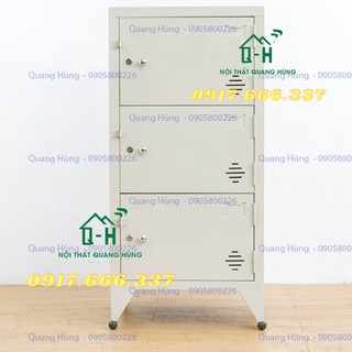 Tủ hồ sơ sắt - tủ locker 3 tầng đơn dành cho văn phòng sơn tĩnh điện cao cấp