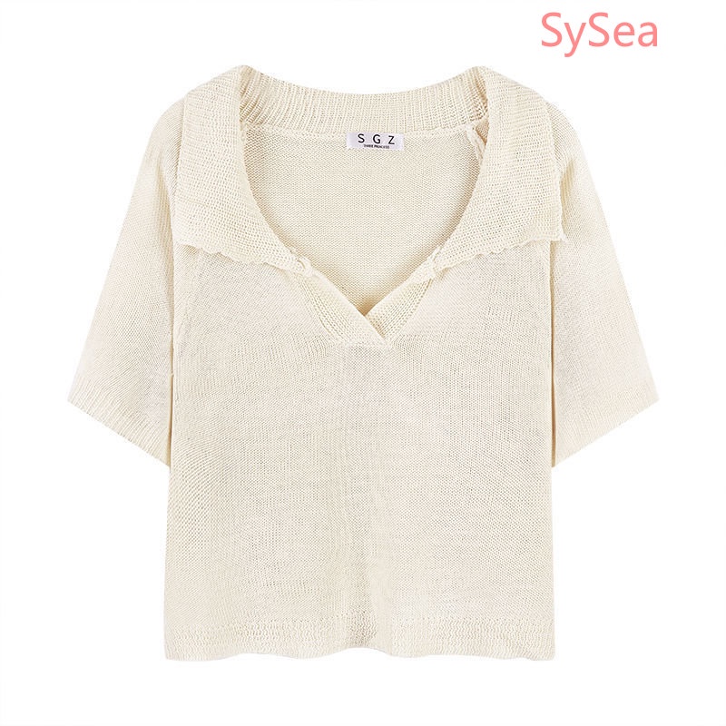 Áo Dệt Kim Ngắn Tay Dáng Rộng Thời Trang Xinh Xắn Cho Nữ