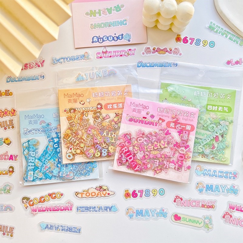 Túi 45 sticker chữ