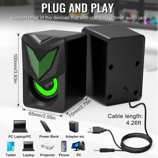 Loa USB RGB Máy tính xách tay Máy tính để bàn Loa âm thanh nổi đa phương tiện Portable 2.0